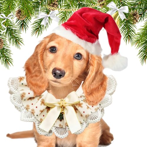 Euyehn Weihnachtslätzchen für Haustiere, Weihnachtslätzchen für Hunde - Weiche, verstellbare Hundehalstücher, weihnachtliche Hundelätzchen,Niedlicher, atmungsaktiver von Euyehn