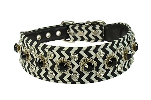 Evans Collars Geformtes Halsband mit Dandy-Muster, Größe 16, Mini-Chevron, Schwarz von Evans Collars