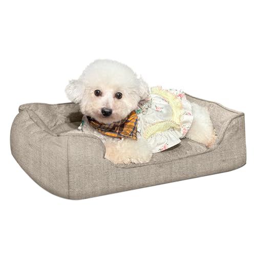 EvcgoX Hundebett Mittelgroße Hunde Ergonomisches Hundesofa 75 * 58cm,rutschfeste Orthopädische Hundebetten Hundecouch mit waschbarem doppelseitigem Hundekissen Braun M von EvcgoX