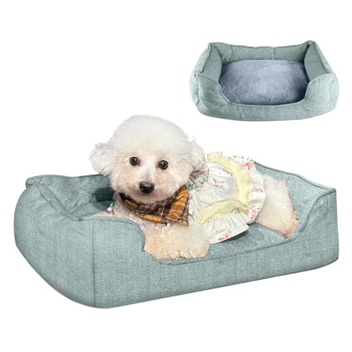 EvcgoX Hundebett Mittelgroße Hunde Ergonomisches Hundesofa 75 * 58cm,rutschfeste Orthopädische Hundebetten Hundecouch mit waschbarem doppelseitigem Hundekissen Grün M von EvcgoX