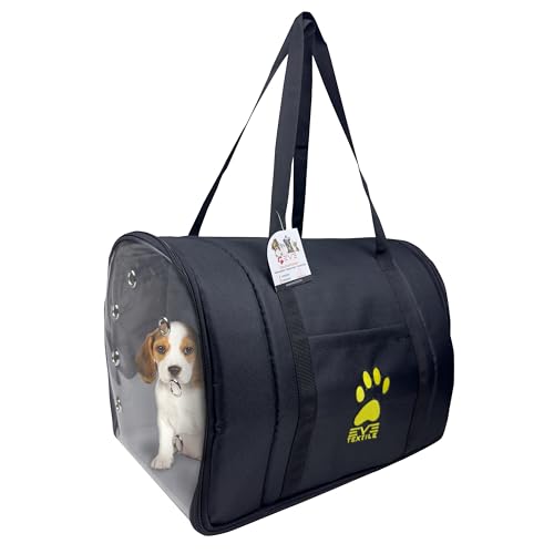 EVE Textile Hunde Tragetasche | Katzen Tragetasche | Hundetasche | Katzentasche | Hunde Handtasche | Katzen Handtasche | Handtasche für Hunde und Katzen | Atmungsaktive Tasche | 47x30x30 cm (Schwarz) von Eve Textile GmbH