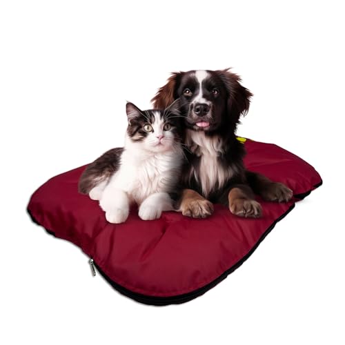 EVE Textile Hundebett | Katzenbett | Hundekorb | Katzenkorb | Hundebetten | Katzenbetten | Hundekörbchen | Katzenkörbchen | Hundekissen | Katzenkissen | 100x120x5 cm (Rot) von Eve Textile GmbH