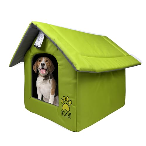 EVE Textile Hundehütte | Katzenhütte | Hundehaus | Katzenhaus | Hundehöhle | Katzenhöhle | Dog House | Cat House | Pet House | Kühlende Hütte | Atmungsaktives Haus | 45x45x45 cm (Grün) von Eve Textile GmbH