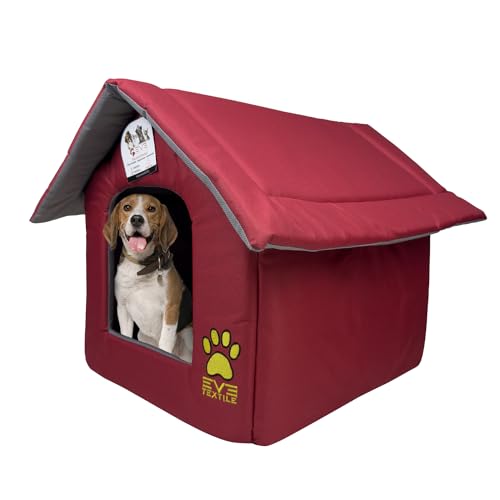 EVE Textile Hundehütte | Katzenhütte | Hundehaus | Katzenhaus | Hundehöhle | Katzenhöhle | Dog House | Cat House | Pet House | Kühlende Hütte | Atmungsaktives Haus | 45x45x45 cm (Rot) von Eve Textile GmbH