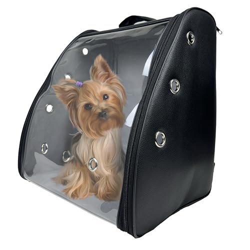 EVE Textile Hunderucksack | Katzenrucksack | Hundetasche | Katzentasche | Hunde Wanderrucksack | Katzen Wanderrucksack | Kunstleder | Atmungsaktiver Rucksack | 42x35x27 cm (Schwarz) von Eve Textile GmbH