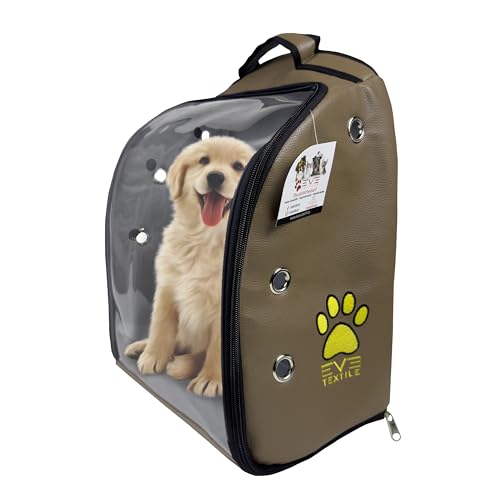 EVE Textile Hunderucksack | Katzenrucksack | Hundetasche | Katzentasche | Hunde Wanderrucksack | Katzen Wanderrucksack | Kunstleder | Atmungsaktiver Rucksack | 45x35x26 cm (Braun) von Eve Textile GmbH