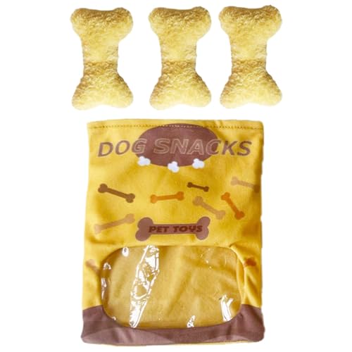 Eventerde Bone Plush Hundespielzeug mit Quietschern, Crinkle Quietschhund Knochenspielzeug,Hund gefülltes Essen Snuffle Plüsch weiche Snacks Bag Squeaky Spielzeug Knochen - Lustige interaktive Kauen von Eventerde