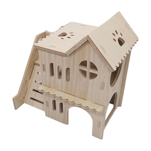 Eventerde Großes Hamsterhaus, Hamsterhaus mit Kletterleiter | Fun House Doppeldeckerhütte mit Kletterleiter - Vergrößertes Hamster-Dekorset aus Holz für kleine Tiere von Eventerde