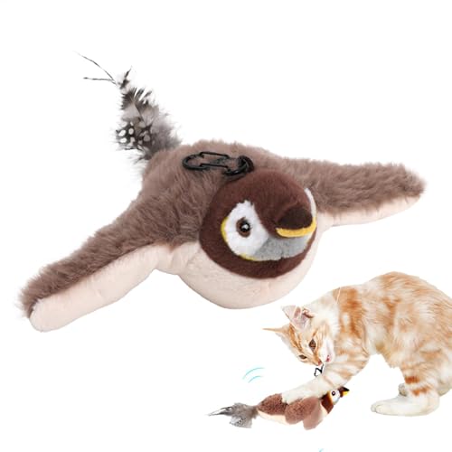 Eventerde Interaktives Katzen Simulations Spatzen Spielzeug Mit Ton Und Bewegung, Katzenspielzeug Vogel, Interaktives Katzenspielzeug Echte Flattern Und Zwitschern, Flapping Bird Cat Toy Spielzeug von Eventerde