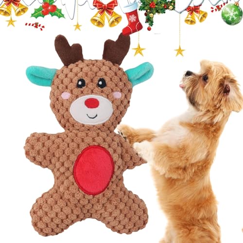 Eventerde Weihnachten quietschendes Plüsch-Hundespielzeug - Weiches Haustierspielzeug,Niedliches, quietschendes Hundespielzeug, ausgestopftes Welpen-Kauspielzeug, weihnachtliches, langlebiges Kau- und von Eventerde