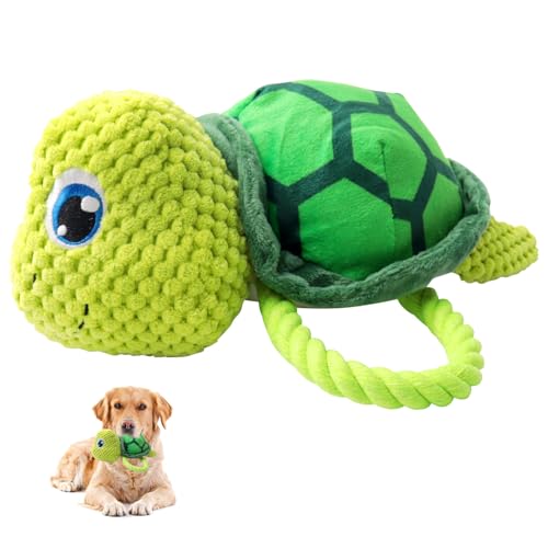 Everpwr Quietschendes Hundespielzeug, langlebiges interaktives Hundespielzeug, Seil-Kauspielzeug (Einheitsgröße, Schildkröte) von Everpwr