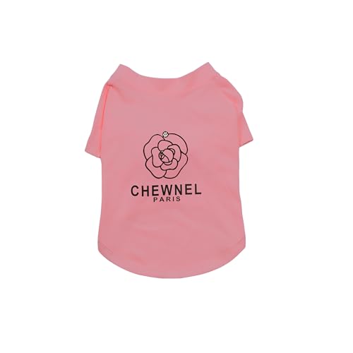 Modisches Designer-T-Shirt für kleine Hunde, Hunde-T-Shirt, luxuriöses Hunde-Tanktop, stilvolles T-Shirt für kleine Hunde, Premium-Tank-Top, bequeme T-Shirts, rosa Kännchen, Größe L von Everything Chic