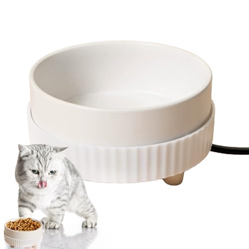 Beheizter Katzennapf | PP Hund Wassertröge | USB Aufladen Hund Schwimmender Wasserbecher | Beheizte Keramik Wassernapf mit 30-35° Celsius | Katzenfutterschale für Katzen, Hunde, Outdoor & Indoor von EviKoo