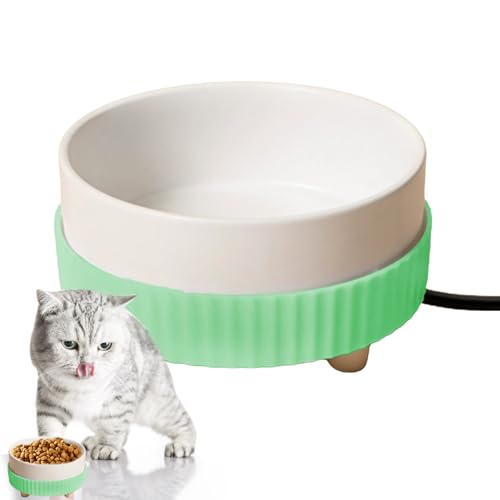 Beheizter Katzennapf | PP Hund Wassertröge | USB Aufladen Hund Schwimmender Wasserbecher | Beheizte Keramik Wassernapf mit 30-35° Celsius | Katzenfutterschale für Katzen, Hunde, Outdoor & Indoor von EviKoo