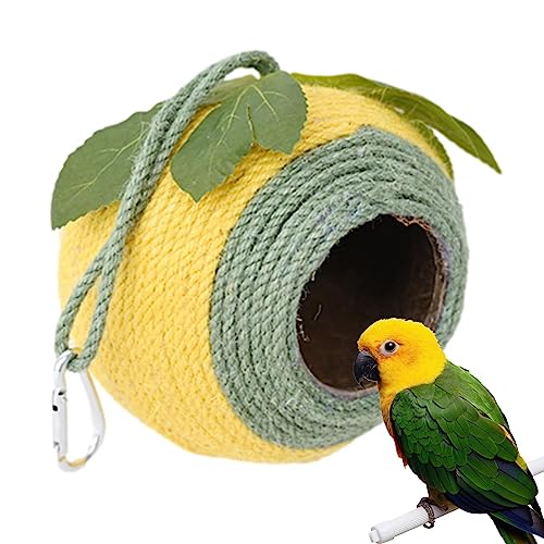 Coconut Bird Nest Hut | Kokoshaus für Vögel - Natürliche Kokosnuss Shell Vogelhaus, handgewebte Vogelnest für Papageien, Schwalbe, Conures, Spatz von EviKoo