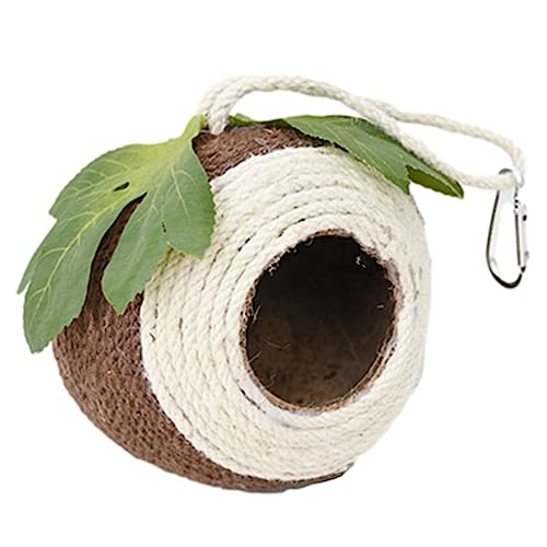 Coconut Shell Bird Nest House - Papageien Coconut Shell Haus für Parakeet,Tragbares Hamsterhängehaus, natürliche Kokosparakitenzuchthöhle für Papageien, Konures, Spatz, Kammatiel von EviKoo