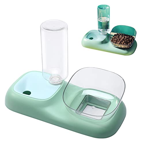 2 Pcs Automatische Katzenfutterautomaten | 2-in-1-Hundefutter- und Wasserspender-Set - Verschleißfestes Futternapf-Set für Katzen, Hundefutterspender, automatisch erhöhte Katzennäpfe für Futter von EviKoo