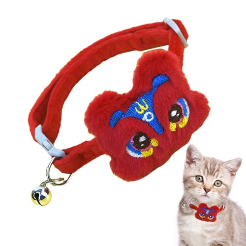 EviKoo Katzenglockenhalsband, Jingle-Halsband für Katzen - Verstellbares Cartoon-Löwen-Kätzchenhalsband - Trainingshalsband, Haustiergeschenke, Katzen-Neujahrs-Outfit für Festival-Party für Mädchen von EviKoo