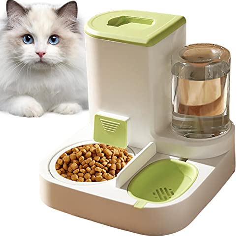 Gravity Pet Feeder mit automatischer Bewässerungsflasche – Automatischer Schwerkraft-Haustier-Futterspender mit Schüssel | 2-in-1 Schwerkraft-Haustierfutter- und Wasserspender – Futterspender für von EviKoo