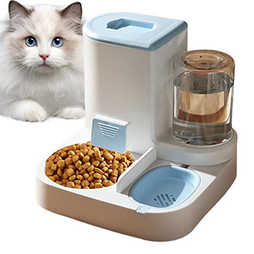 Gravity Pet Feeder mit automatischer Bewässerungsflasche – Automatischer Schwerkraft-Haustier-Futterspender mit Schüssel | 2-in-1 Schwerkraft-Haustierfutter- und Wasserspender – Futterspender für von EviKoo