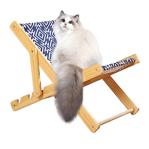 Katze Hängematte Stuhl, Katze Bett Stuhl, Outdoor Haustier Liegestuhl, Natürlicher Massivholz Lounge Stuhl Für Hund Und Katze, Strand, Pool Und Haus von EviKoo