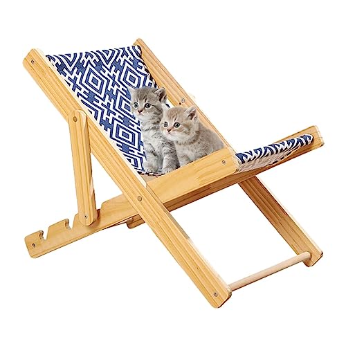 Katzenhängestuhl, Katzenbettstuhl, Haustierliege Im Freien, Mini-Loungesessel Aus Natürlichem Massivholz Für Hunde Und Katzen, Strand, Pool Und Zuhause von EviKoo