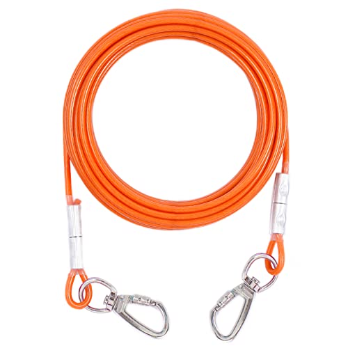 Hundeleine für Hunde im Freien bis zu 125/113.4 kg, 30/30/50 m lange Hundeleine und Ketten, kleine große Hundeläufer, Kabel für Hof, robuste Hundeleine für Outdoor, Camping, 9.2 m, Orange) von Evilplan