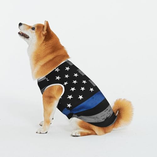 Amerikanische Dünne Blaue Linie Flagge Haustier Katze Hund Shirt Baumwolle T-Shirt Haustier Weihnachten Pullover Weich Bequem Baumwolle Pyjama Haustier Katze Junge Hund Dress Up Kostüme von Evius