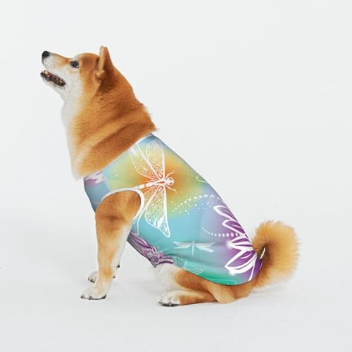 Lotus und Libelle Haustier Katze Hund Shirt Baumwolle T-Shirt Haustier Weihnachten Pullover Weich Bequem Baumwolle Pyjama Haustier Katze Junge Hund Dress Up Kostüme von Evius