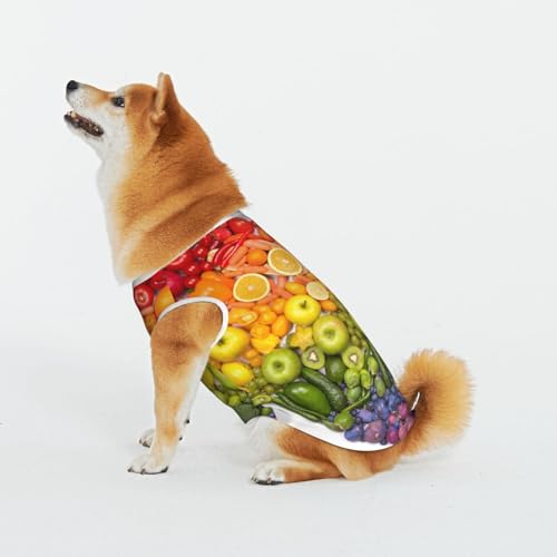 Regenbogen Gemüse Und Obst Haustier Katze Hund Shirt Baumwolle T-Shirt Haustier Weihnachten Pullover Weich Bequem Baumwolle Pyjama Haustier Katze Junge Hund Dress Up Kostüme von Evius