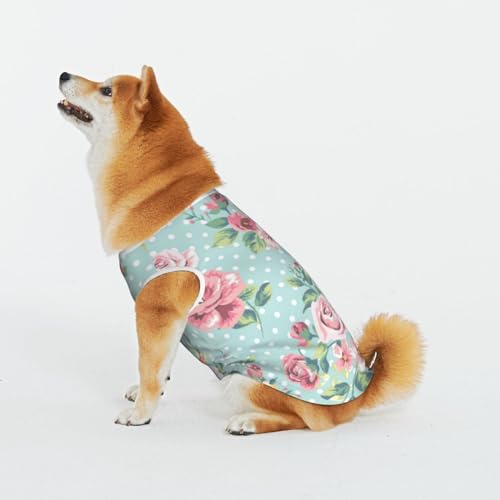 Rose Blumen Haustier Katze Hund Shirt Baumwolle T-Shirt Haustier Weihnachten Pullover Weich Bequem Baumwolle Pyjama Haustier Katze Junge Hund Dress Up Kostüme von Evius