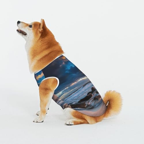 Schöne Sonnenaufgang Auf Meer Haustier Katze Hund Shirt Baumwolle T-Shirt Haustier Weihnachten Pullover Weich Bequem Baumwolle Pyjama Haustier Katze Junge Hund Dress Up Kostüme von Evius