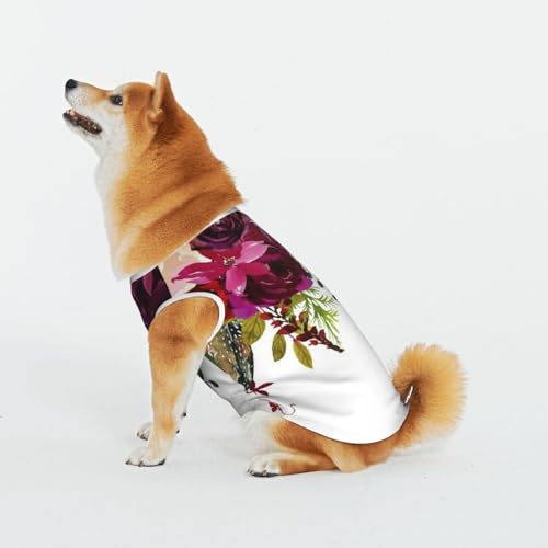 Wilde Blume Rose Haustier Katze Hund Shirt Baumwolle T-Shirt Haustier Weihnachten Pullover Weich Bequem Baumwolle Pyjama Haustier Katze Junge Hund Dress Up Kostüme von Evius