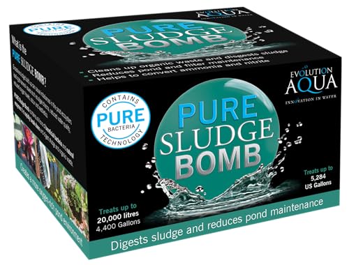 Evolution Aqua Pure Sludge Bomb Teichschlammentferner - Natürlicher Schlammvernichter zur Teichklarwasseraufbereitung, Bakterien Bälle Reiniger Teichbombe für Fischteiche | 1 Gelball behandelt 20.000 von Evolution Aqua