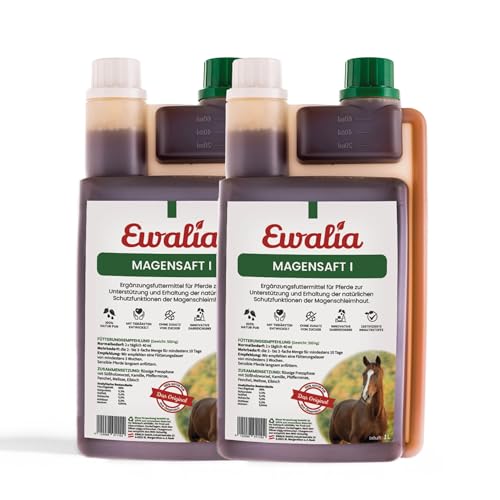 NEU! EWALIA Magensaft I - Beruhigendes Ergänzungsfuttermittel für Pferde, Förderung des allgemeinen Wohlbefindens, Unterstützung der Magenschleimhaut, mit Tierärzten entwickelt, 2x1 Liter von Ewalia