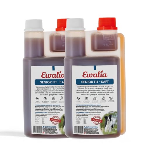 NEU! EWALIA Senior Fit - Saft für Hunde - Verleihen Sie Ihrem älteren Vierbeiner Neue Lebenskraft und Vitalität mit Tierärzten entwickelt, 100% Natur pur, frei von Zusätzen - 2x500ml von Ewalia