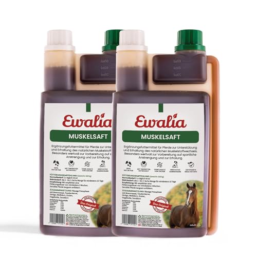 NEU! EWALIA Muskelsaft - Optimale Unterstützung für Muskelstoffwechsel bei Pferden - Natürliche Kraft für Leistung & Erholung, mit Tierärzten entwickelt, 100% Natur pur, frei von Zusätzen, 2x1 Liter von Ewalia