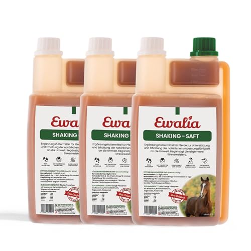 NEU! EWALIA Shakingsaft - Beruhigendes Ergänzungsfuttermittel für Pferde, Unterstützung der Stressresistenz, Förderung des Wohlbefindens, 100% natürliche Kräuterformel, 3x1 Liter von Ewalia