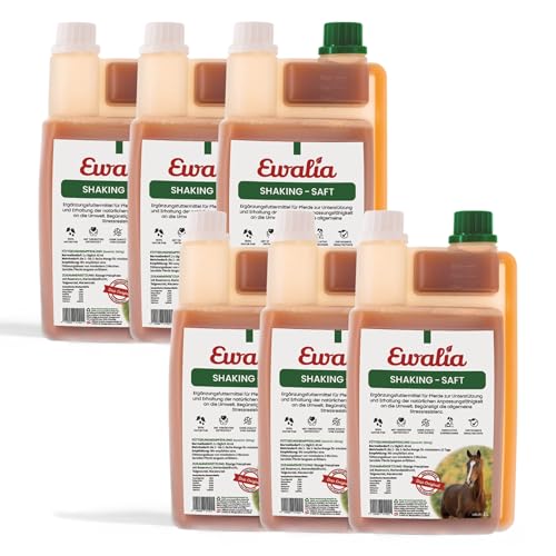 NEU! EWALIA Shakingsaft - Beruhigendes Ergänzungsfuttermittel für Pferde, Unterstützung der Stressresistenz, Förderung des Wohlbefindens, 100% natürliche Kräuterformel, 6x1 Liter von Ewalia