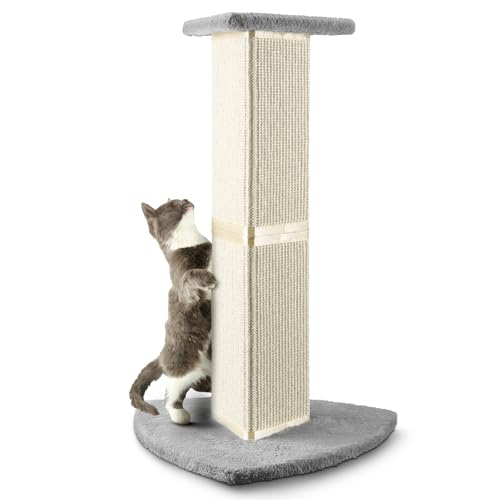 Ewenono Kratzbaum für große Katzen und Kätzchen, natürlicher Sisal-Kratzbaum mit dreieckigem Säulen-Design, das die Kratzgewohnheiten der Katze verbessern und Ihre Möbel schützen kann von Ewenono