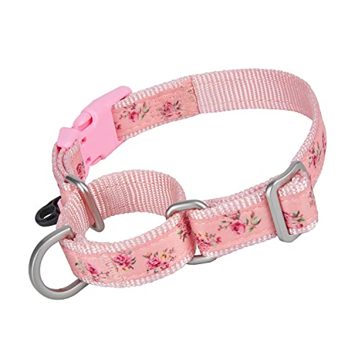 Ewinoom Martingale Halsband für Hunde mit Schnellverschluss Verstellbar Blumen No Pull Hund Martingale Halsbänder für Hündinnen Rüden, Rosa, Klein von Ewinoom