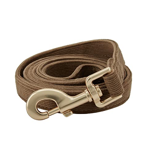Ewinoom Weiche Baumwoll-Cord-Hundeleine mit goldfarbenem Metallverschluss für kleine, mittelgroße und große Hunde, Coffee Brwon, passendes Halsband separat erhältlich von Ewinoom