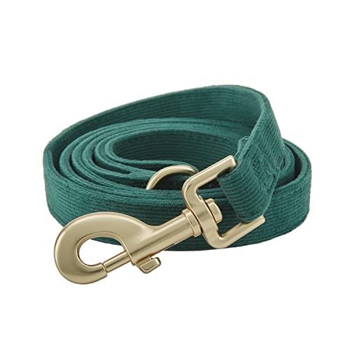 Ewinoom Weiche Baumwoll-Cord-Hundeleine mit goldfarbenem Metallverschluss für kleine, mittelgroße und große Hunde, flaschengrün, passendes Halsband separat erhältlich von Ewinoom