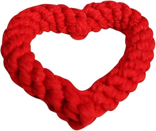 ExaRp Pet Cotton Rope Toys Dog Chew Toys Braided Knotted Toy For Puppy Dental Teaser Teeth Cleanning Heart Shape von ExaRp