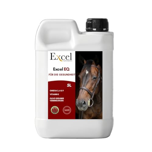 Excel Supplements Europe - 5L Excel EQ Pferdefutteröl - Pferdefuttersupplement - Omega-3-Kamelinaöl mit entzündungshemmender Wirkung für natürlichen Glanz und Pflege des Pferdefells von Excel Supplements Europe