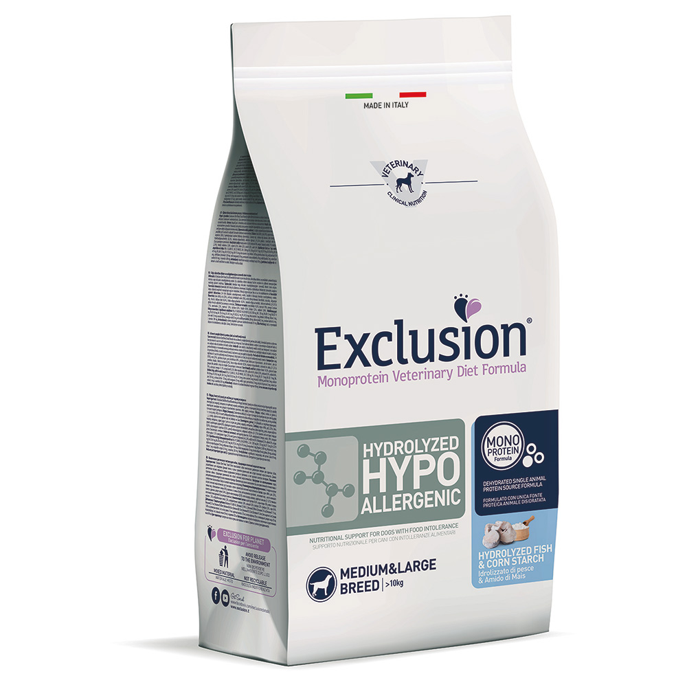 Exclusion Diet Hydrolyzed Hypoallergenic Medium/Large Fisch & Maisstärke - 12 kg von Exclusion Diet