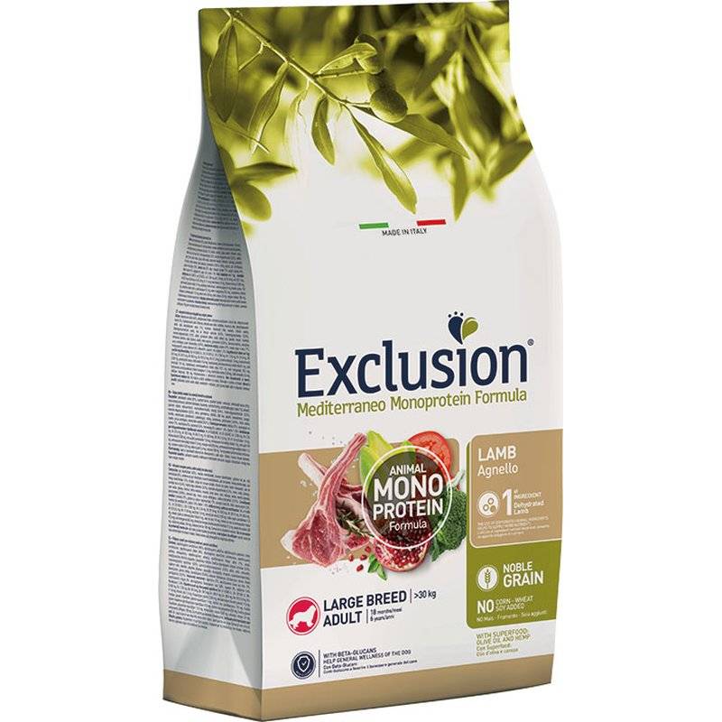 Exclusion Mediterraneo Noble Grain Adult Large Lamm 12 kg (5,00 € pro 1 kg) von Exclusion