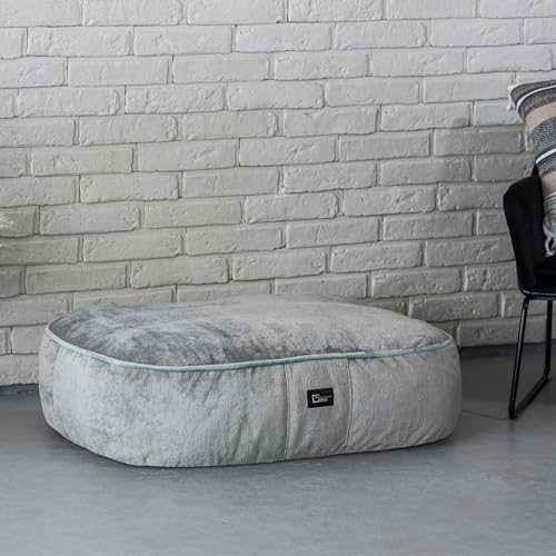 exclusive BED Anti-Stress Hundekissen Kissen Sky Grosse Mittelgroße Kleine Hunde - Hundebett Hundematte aus Sorisso-Stoff - Komfortabel Weich Abriebfest Reißfest (XL | 100x80x20cm, Grau/Mintgrün) von exclusive BED