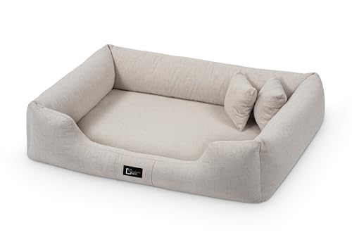 exclusive BED Orthopädisches Hundebett Bruno Grosse Mittelgroße Kleine Hunde - Hundekissen Hundematte aus Aura-Stoff - Memory Foam Kuschelig Langlebig Abriebfest Reißfest (XXL, Cremefarben) von exclusive BED