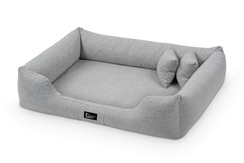 exclusive BED Orthopädisches Hundebett Bruno Grosse Mittelgroße Kleine Hunde - Hundekissen Hundematte aus Aura-Stoff - Memory Foam Kuschelig Langlebig Abriebfest Reißfest (XXL, Hellgrau) von exclusive BED